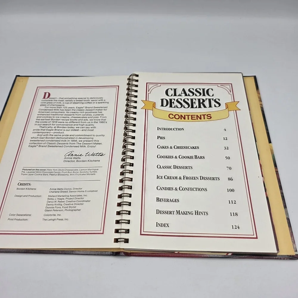 Classic Desserts From the‎ Dessert Maker 1984 Eagle Brand Hardcover Spiral Book