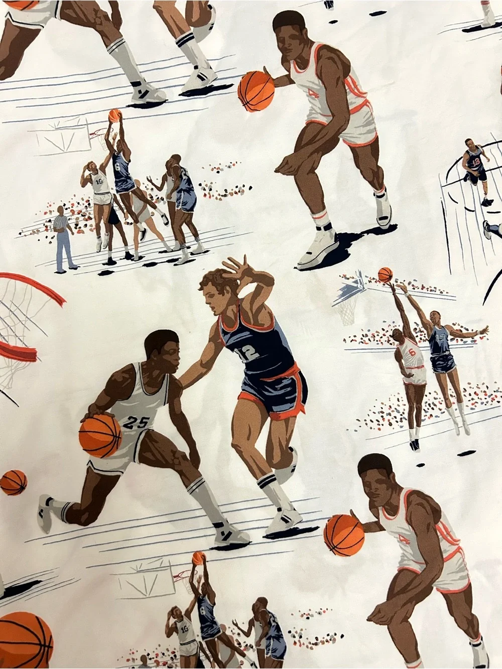 Pottery Barn Kids Basketball Full Flat Sheet Vintage Sports Boys PBK Bedding EUC