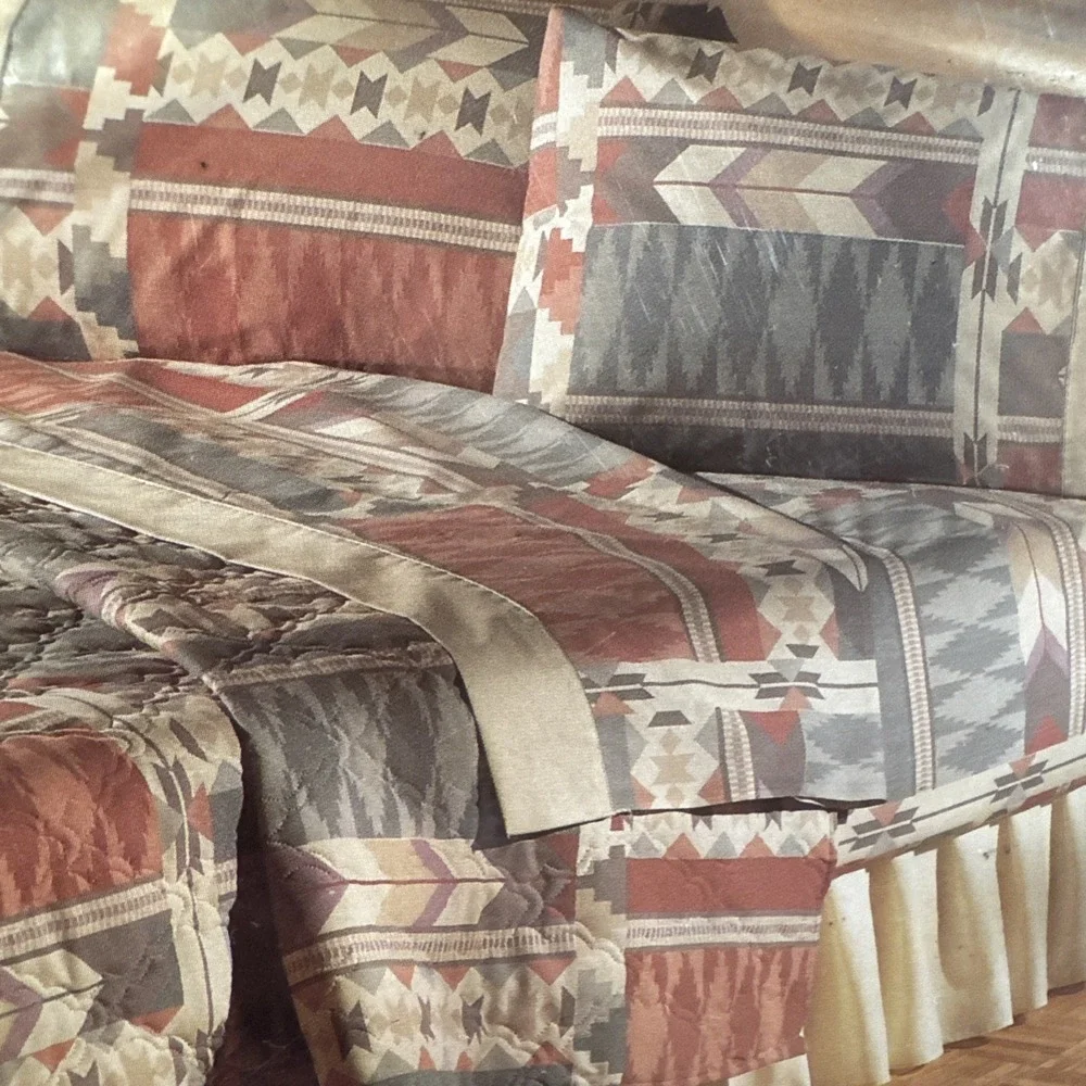 Vintage 80s Cannon TWIN Size‎ Sheet Set Montana Southwestern Monticello Percale