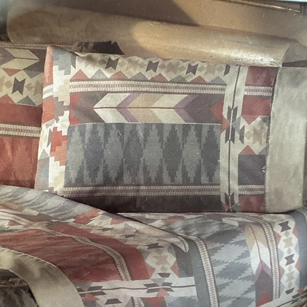 Vintage 80s Cannon TWIN Size‎ Sheet Set Montana Southwestern Monticello Percale