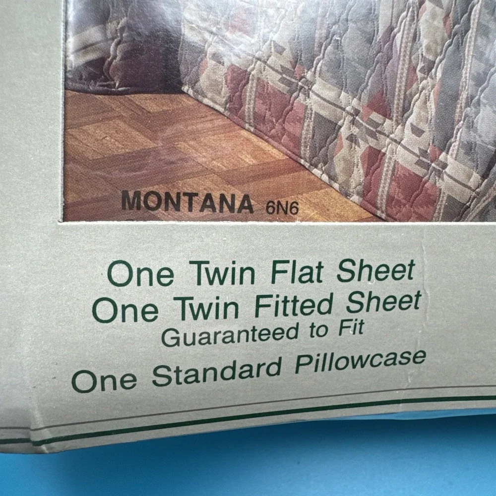 Vintage 80s Cannon TWIN Size‎ Sheet Set Montana Southwestern Monticello Percale