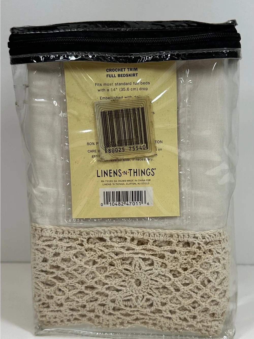 Crochet Trim Ivory Bedskirt Size Full Still In Original Packaging Never Used