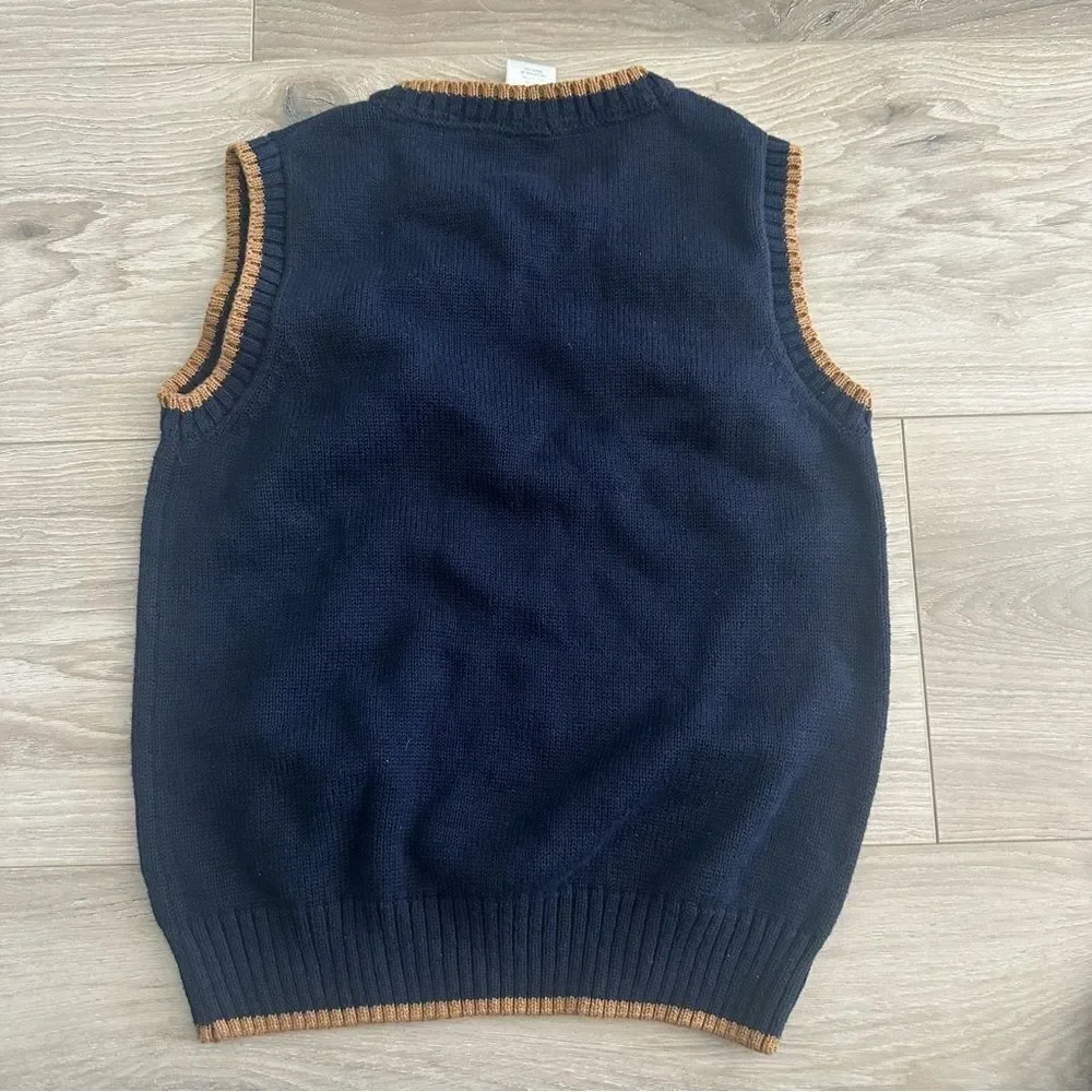 NWT Gymboree Toddler‎ Boys 4T Sweater Vest Navy Tan Holiday Preppy Christmas