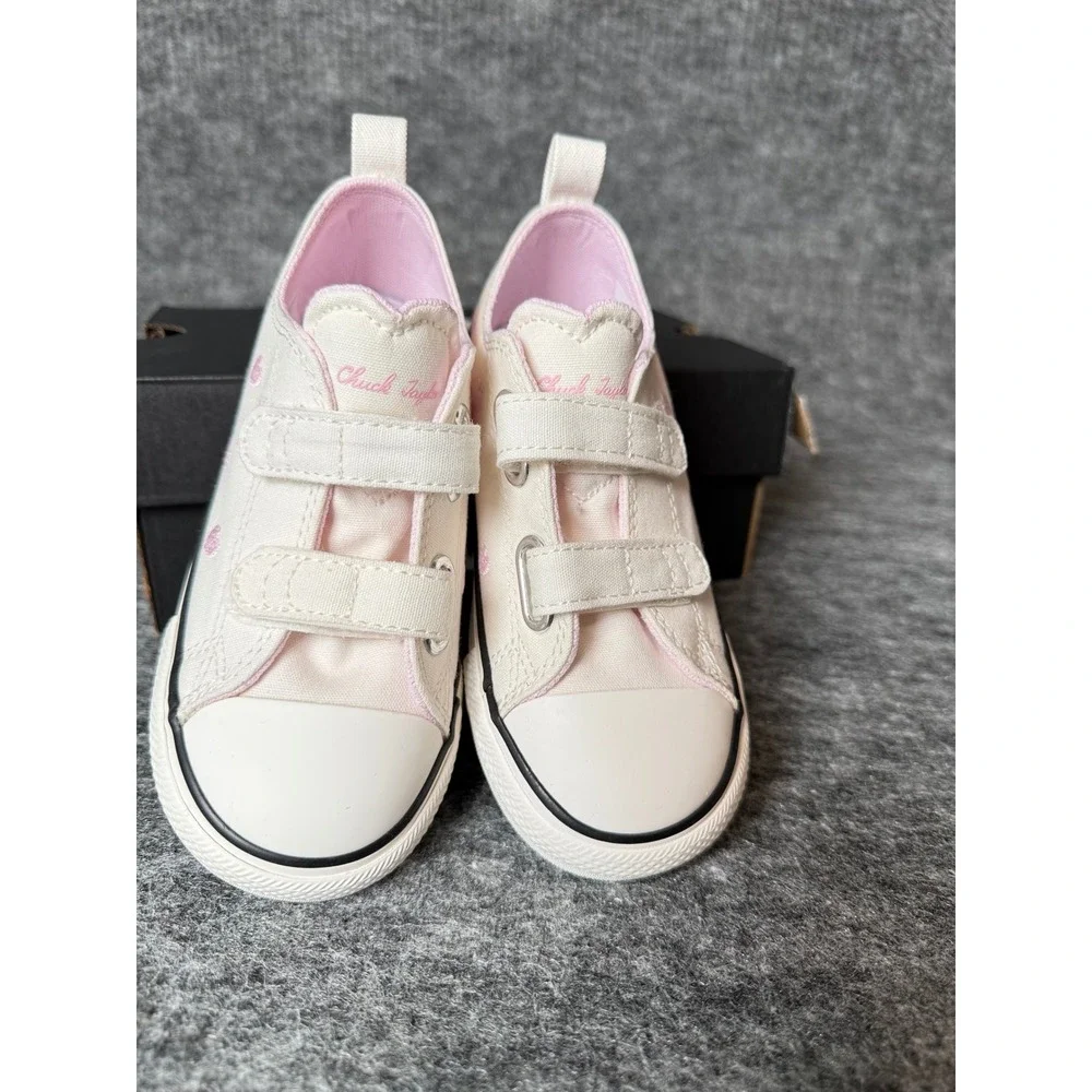 Converse Chuck Taylor All Star 2V OX Infant Toddler Heart Shoes White Pink