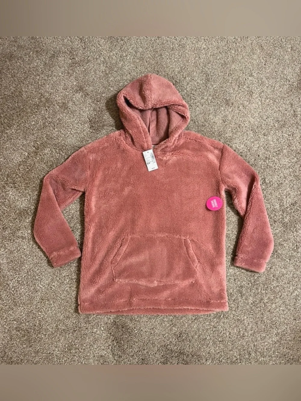 NWT The Children's Place Sherpa Pull Over Hoodie with Kangaroo Pocket Sz M 7/8