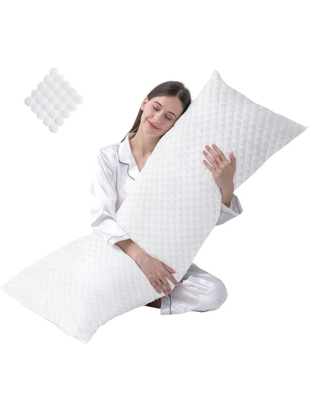 〽️Full Body for Adults Soft Long Bed Pillow Removable Cooling Cover 20x54Inch