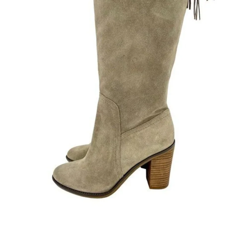 FRANCO SARTO Tan Suede Leather Over the Knee Boots Tassel NEW SZ 7.5