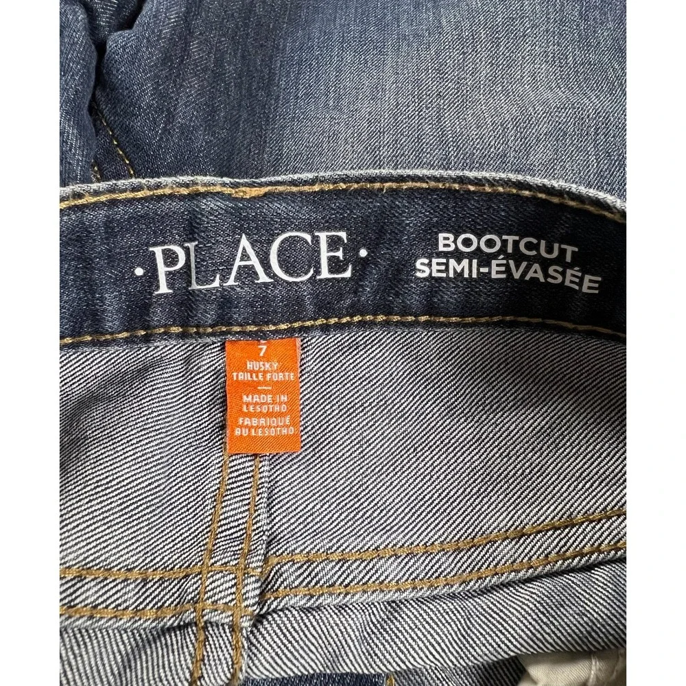 The Children's Place Boys Bootcut Jeans Dark Wash Husky Size 7 RN59284
