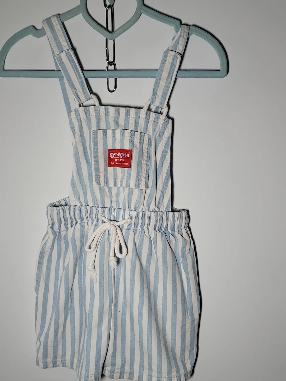 OshKosh B'gosh Blue and White Striped Kids Short Overalls