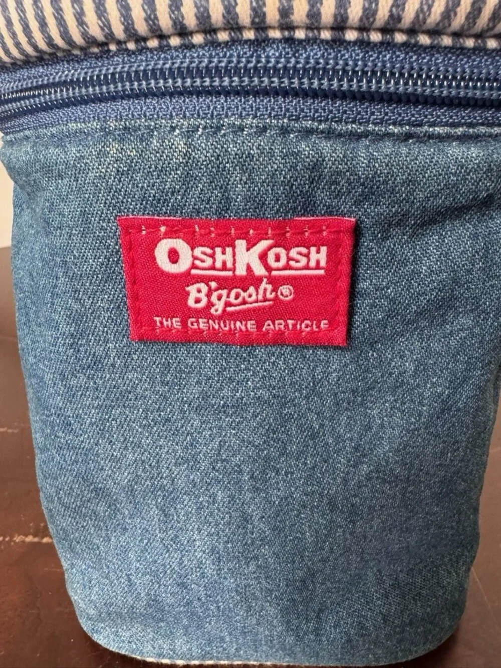 VTG OshKosh Denim Stripe Insulated Bag Handle