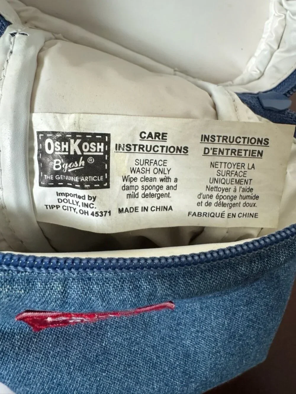 VTG OshKosh Denim Stripe Insulated Bag Handle