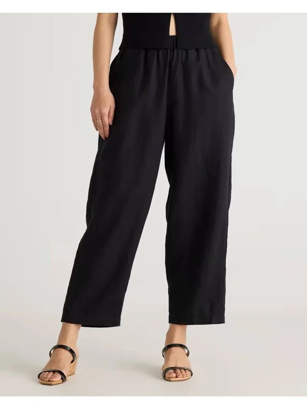 Quince 100% European Linen Pants Size Medium Black