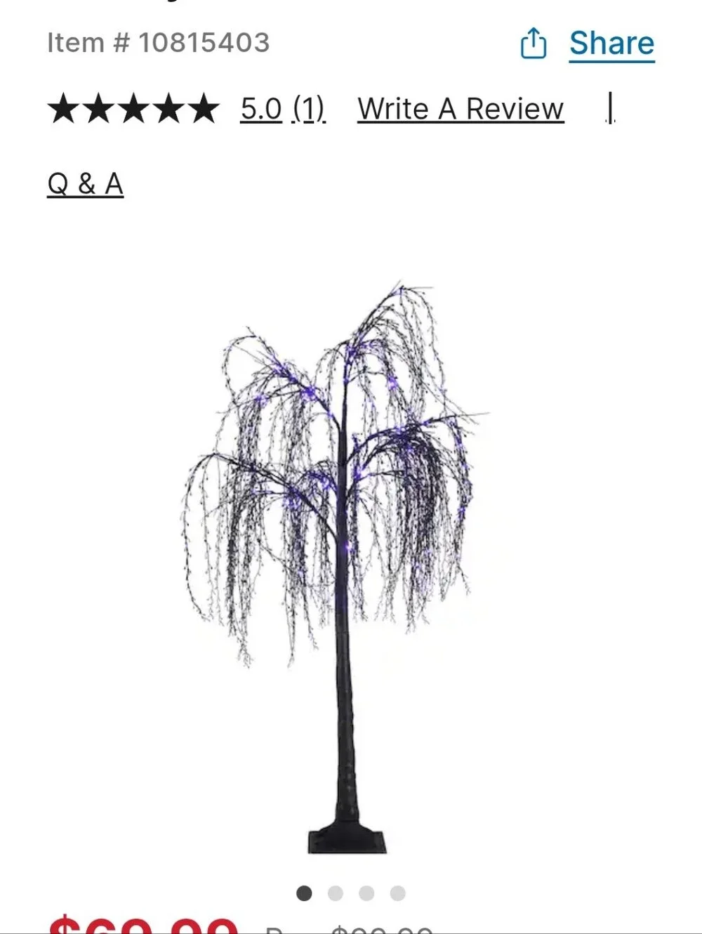 Halloween Light Up LED Willow Tree