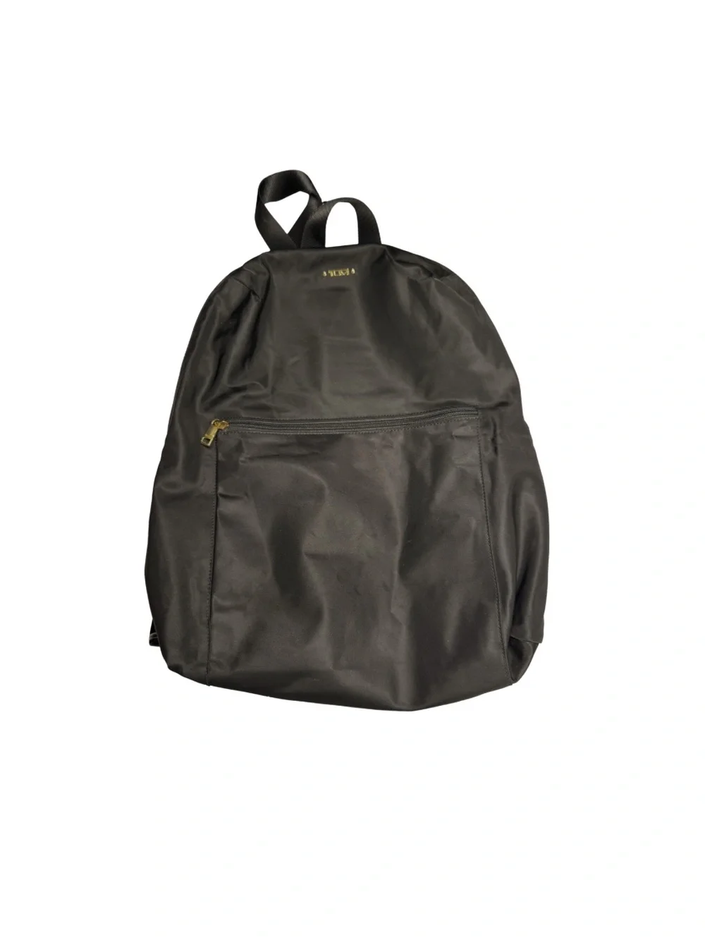TUMI voyager just in case backpack packable black gold nylon travel neutral