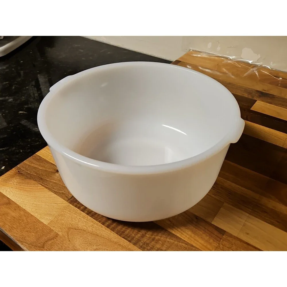 Vintage Glasbake Made for Sunbeam Mixer 19CJ Large White Milk Glass Mixing Bowl