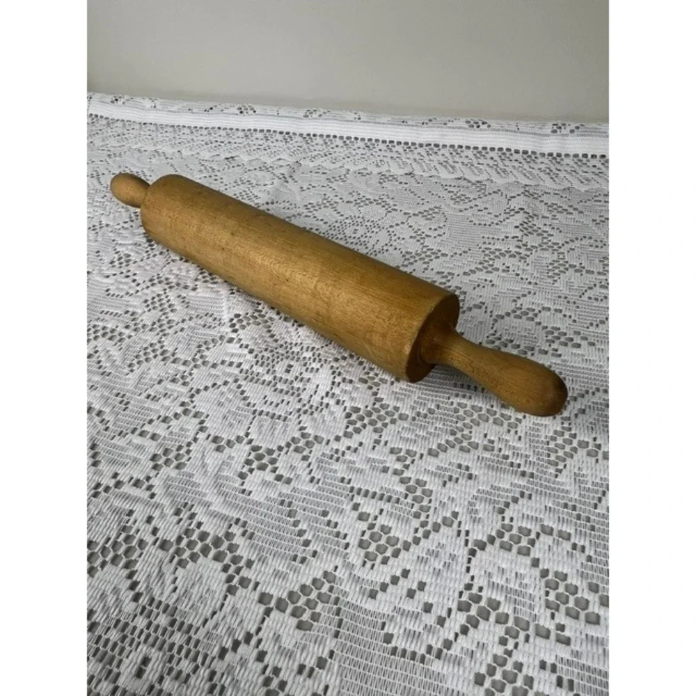 Vintage Wooden Rolling Pin 16.5‎ Inch Farmhouse Hardwood Dough Roller Natural