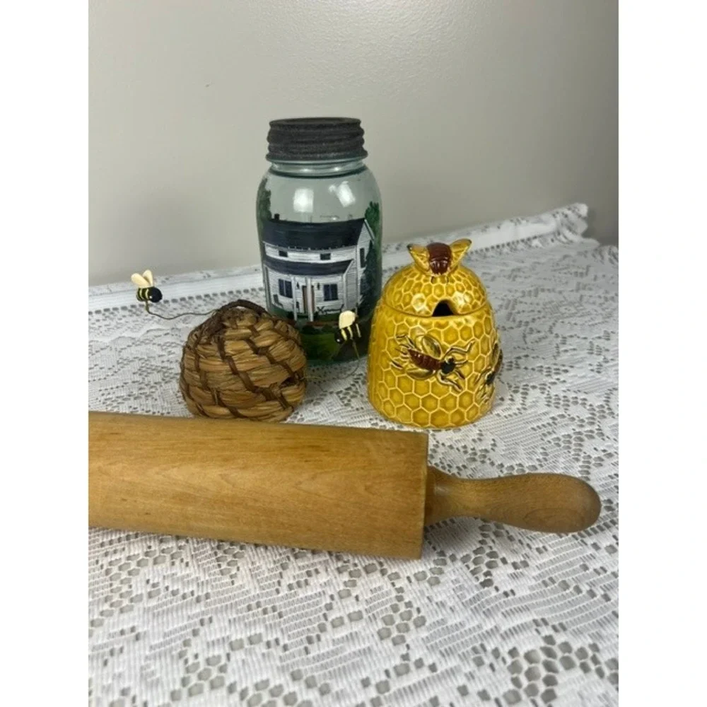 Vintage Wooden Rolling Pin 16.5‎ Inch Farmhouse Hardwood Dough Roller Natural