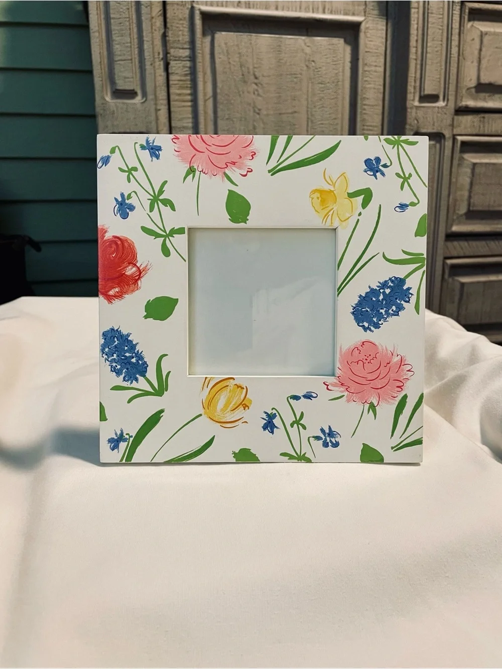 Hallmark Hand Painted Bright Floral Wooden Frame - 7 1/2” x 7 1/2” Square