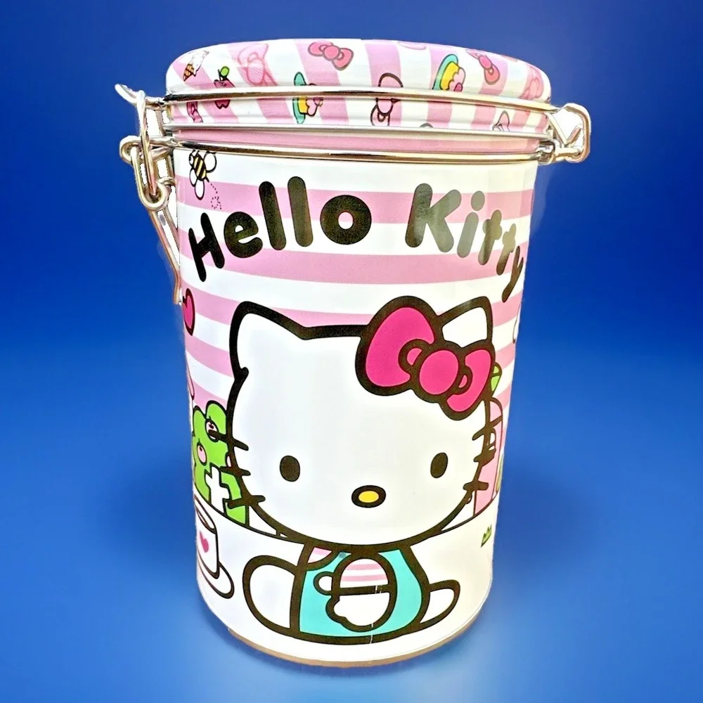 Sanrio Hello Kitty‎ Canister with Clasp Latch Secure Lid Bows Sweet Treats NWT