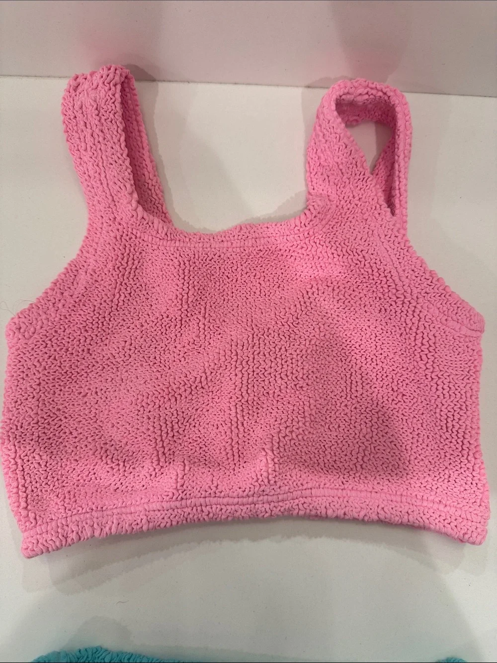 Hunza G Kids — the Lyra / Duo Lyra two-piece in Bubblegum Pink + Aqua Blue
