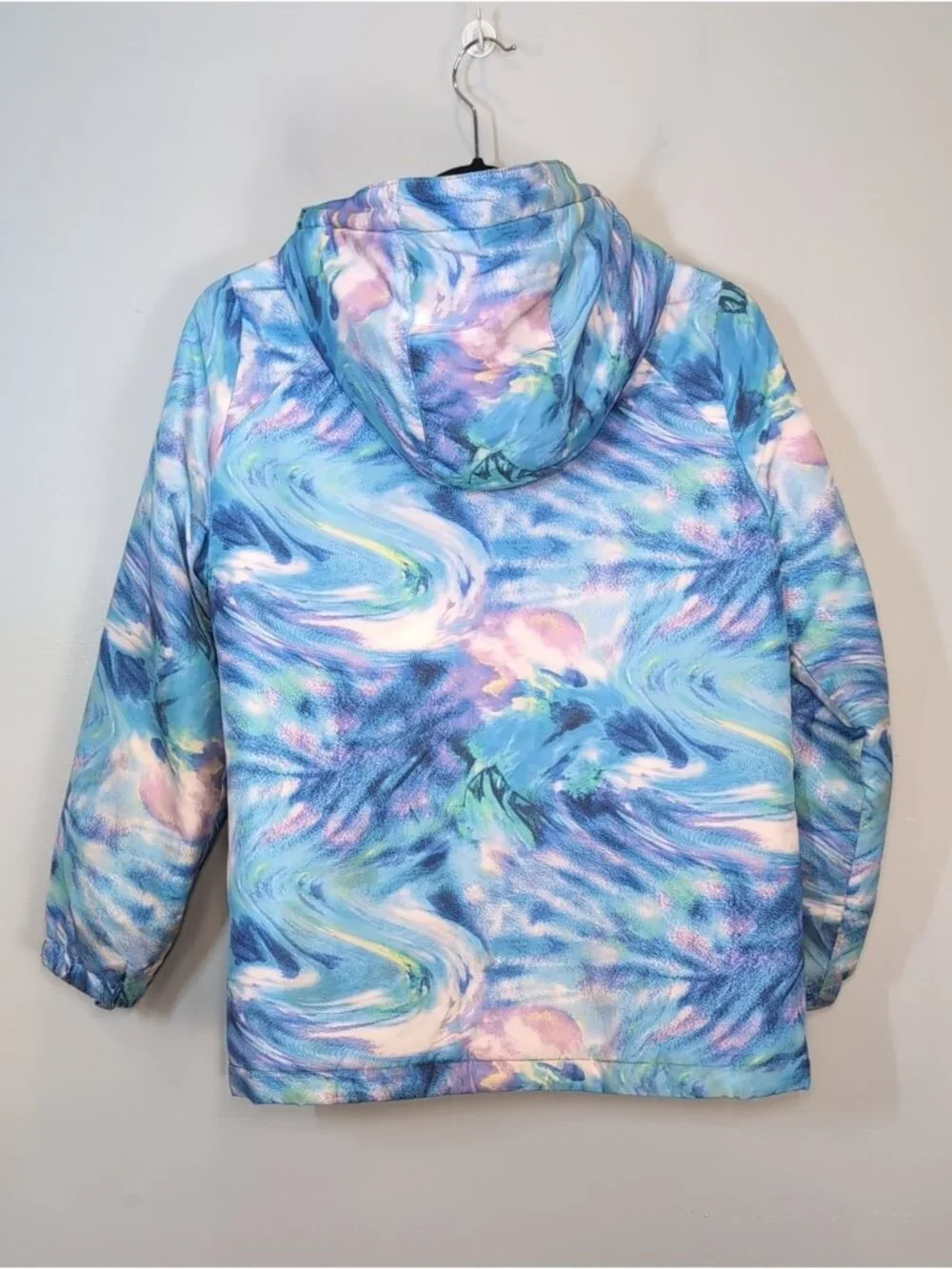 The Childrens Place Girls Winter Jacket Watercolor Swirl Blue Pink Purple XXL 16