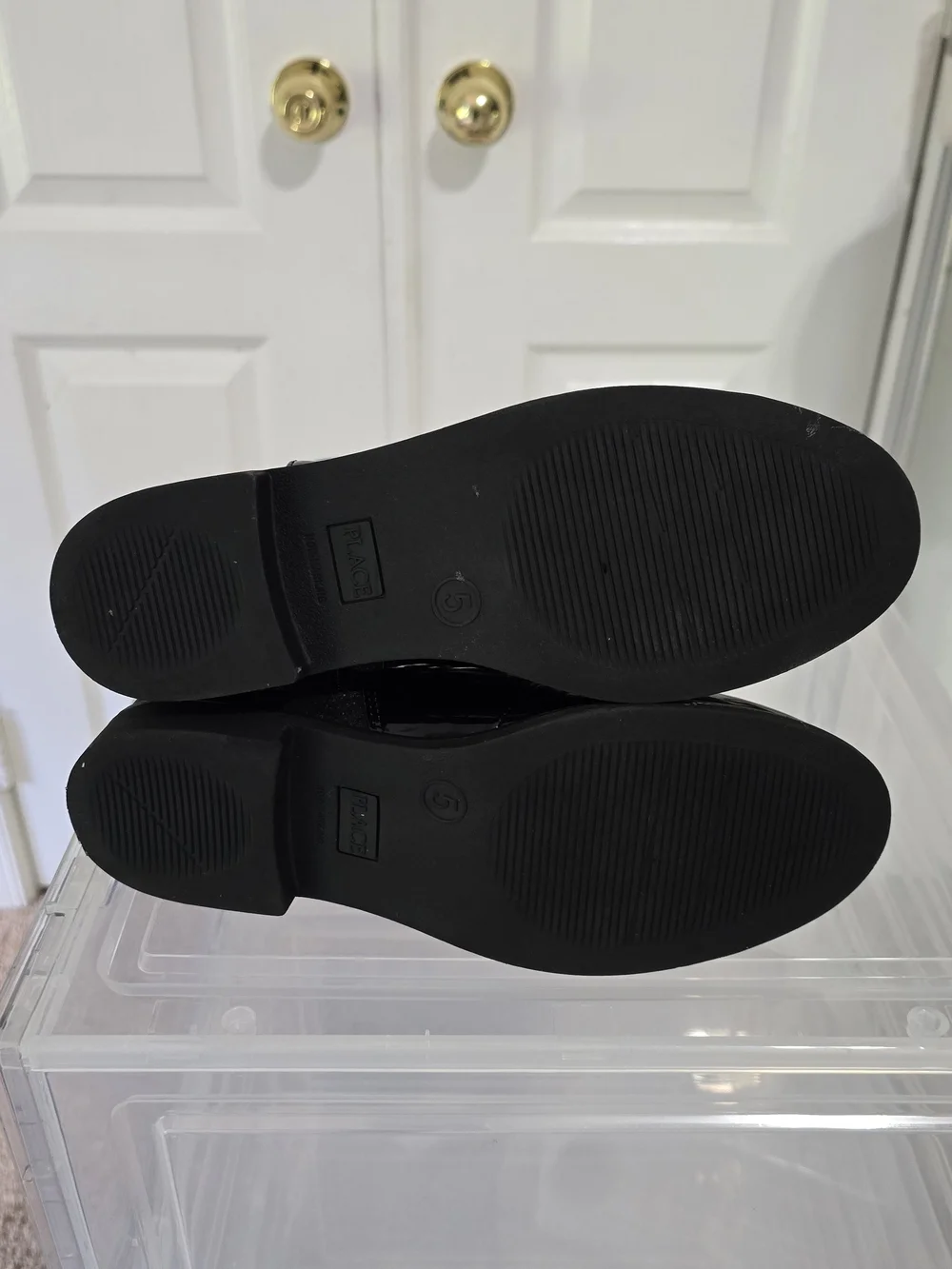 Childrens Place Black Patent Knee-High Boots with Decorative Buckle