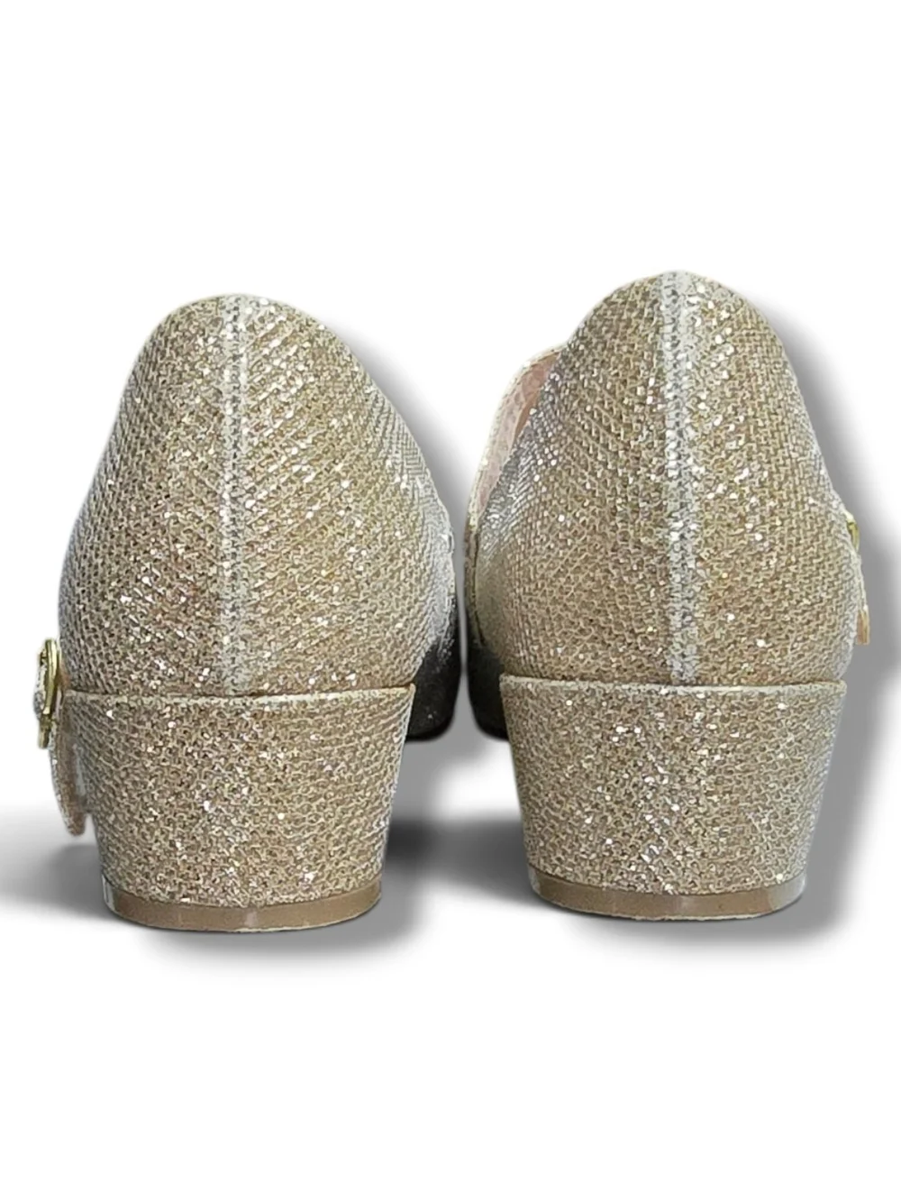 Sparkle Mary Jane Block Heel Pumps - Gold