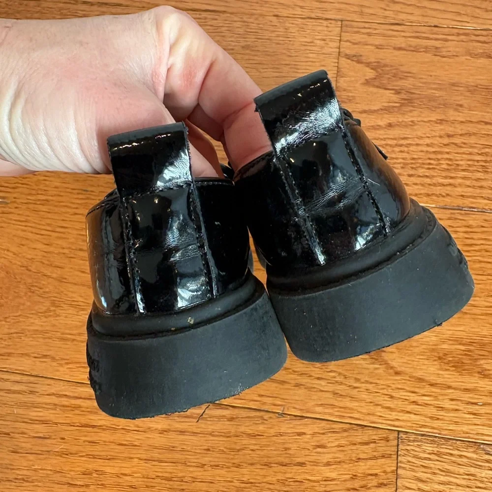Kids Black Patent Faux-Leather Loafers – Little Kid 9.5–10 Holiday Event Shoes
