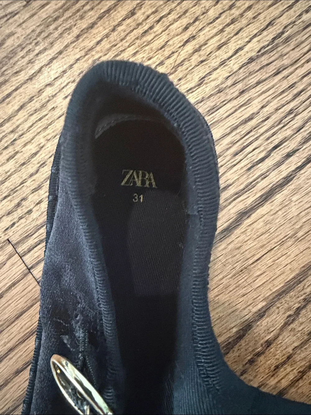 Zara Black Mary Jane Suede-Style Flats with Buckle