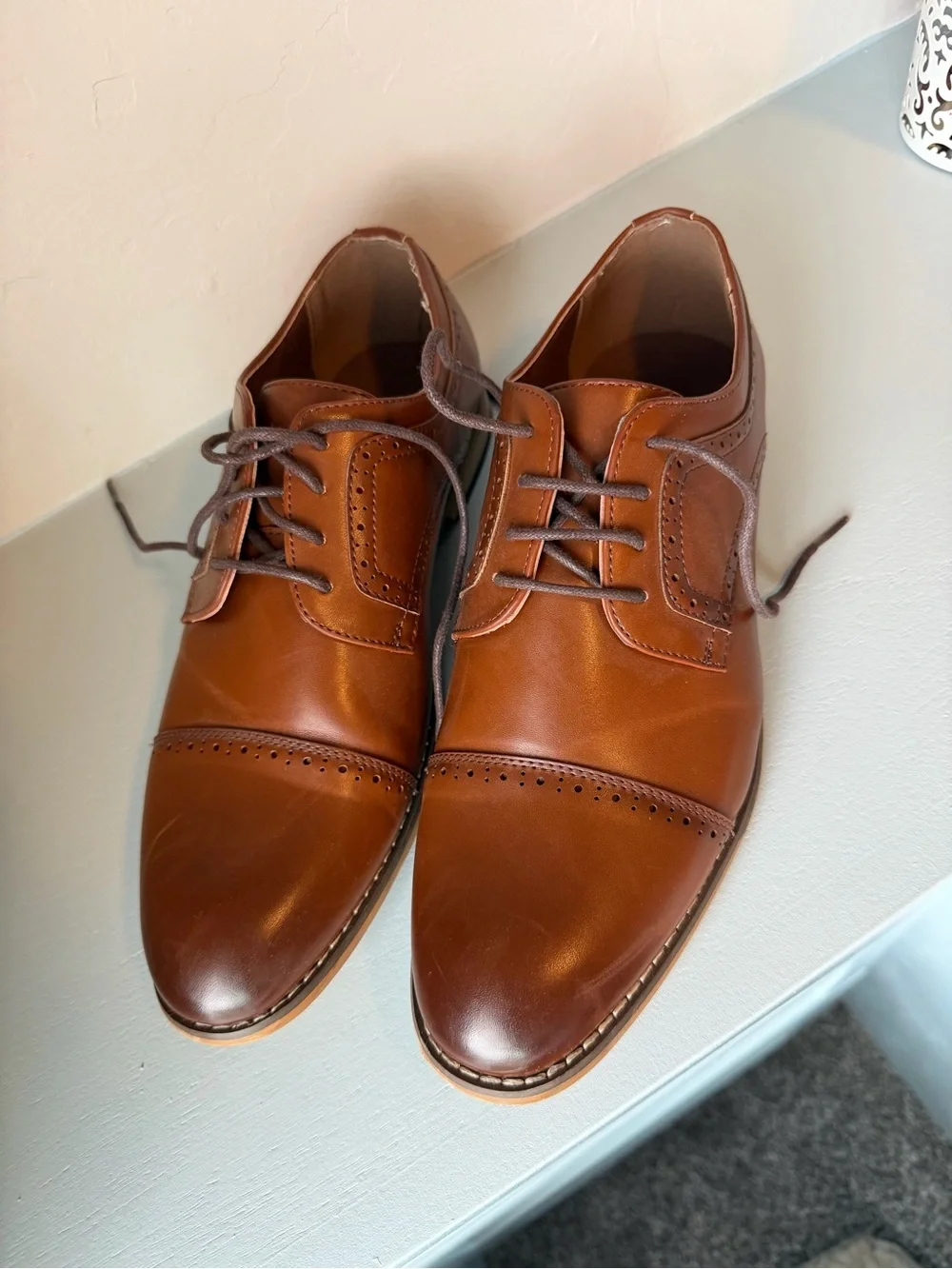 Stacy Adams Boys' cognac Brown Dress Shoes