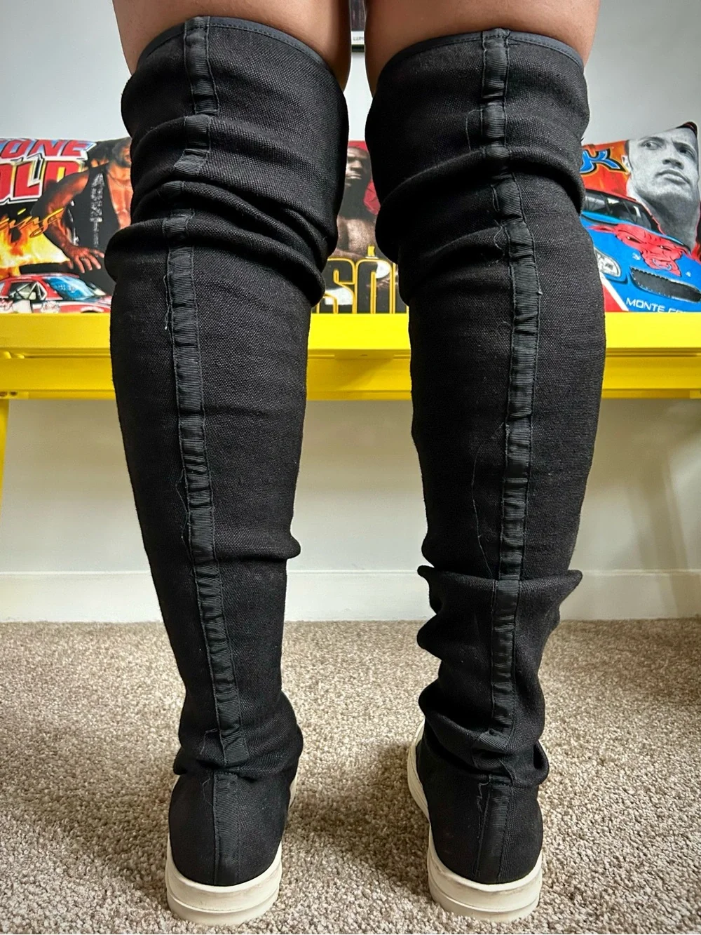 Rick Owen’s DRKSHDW Black Wax High Sock Sneaker