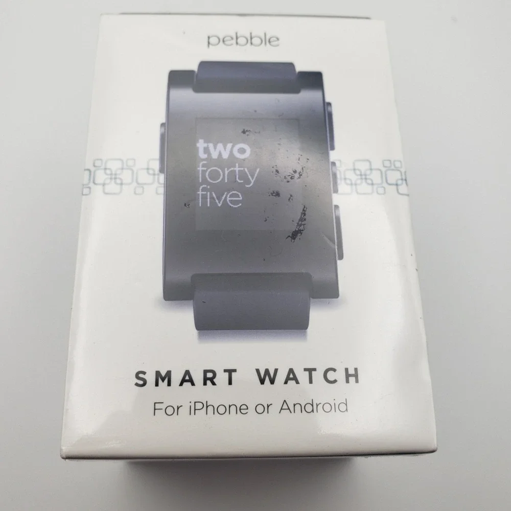 Pebble Smart Watch 301BL E-Paper Bluetooth iOS Android Black New Sealed