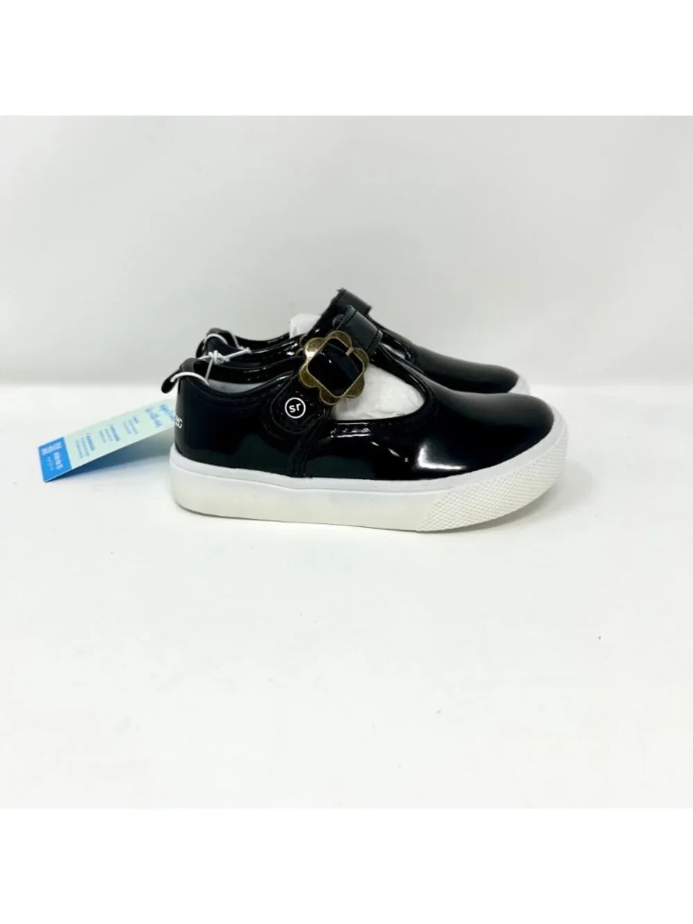 Stride Rite 360 Gia Black Patent Leather Mary Jane Flats Girls 7M Floral Buckle