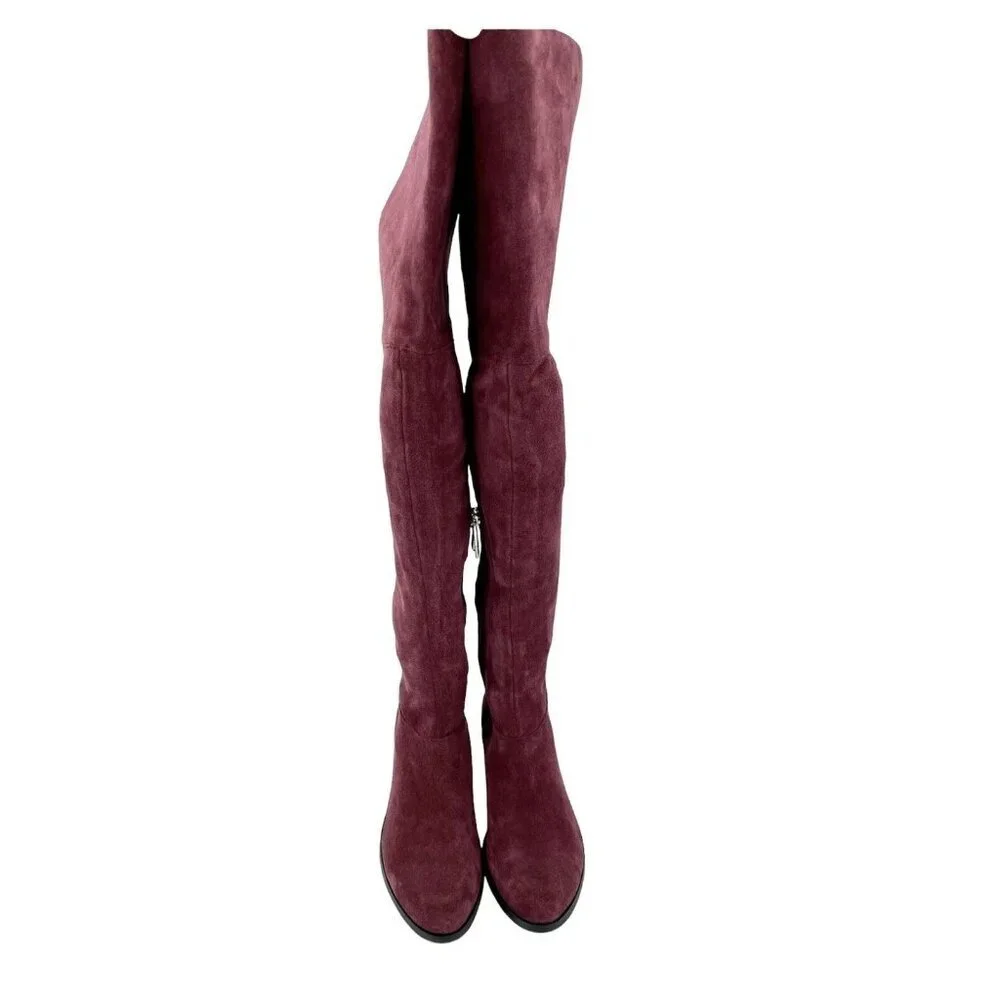 Charles David Giza Burgundy Suede Leather Over-The-Knee Boots SZ 5 New