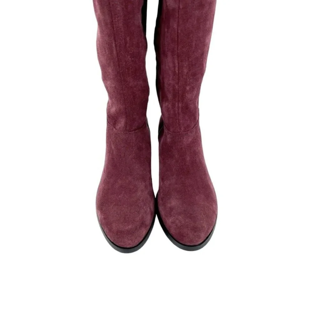 Charles David Giza Burgundy Suede Leather Over-The-Knee Boots SZ 5 New