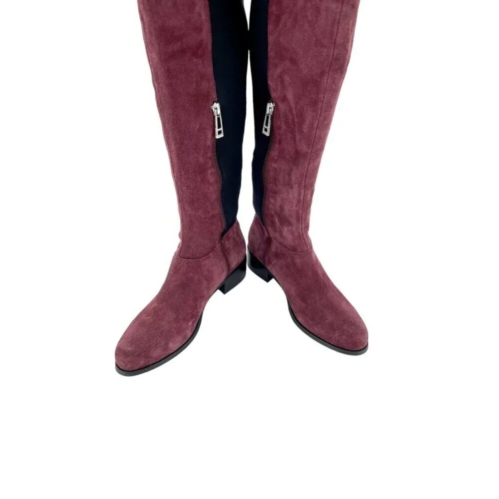 Charles David Giza Burgundy Suede Leather Over-The-Knee Boots SZ 5 New