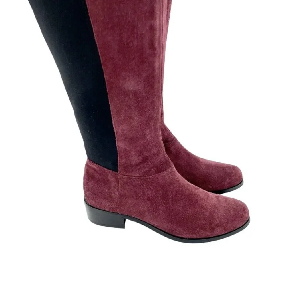Charles David Giza Burgundy Suede Leather Over-The-Knee Boots SZ 5 New