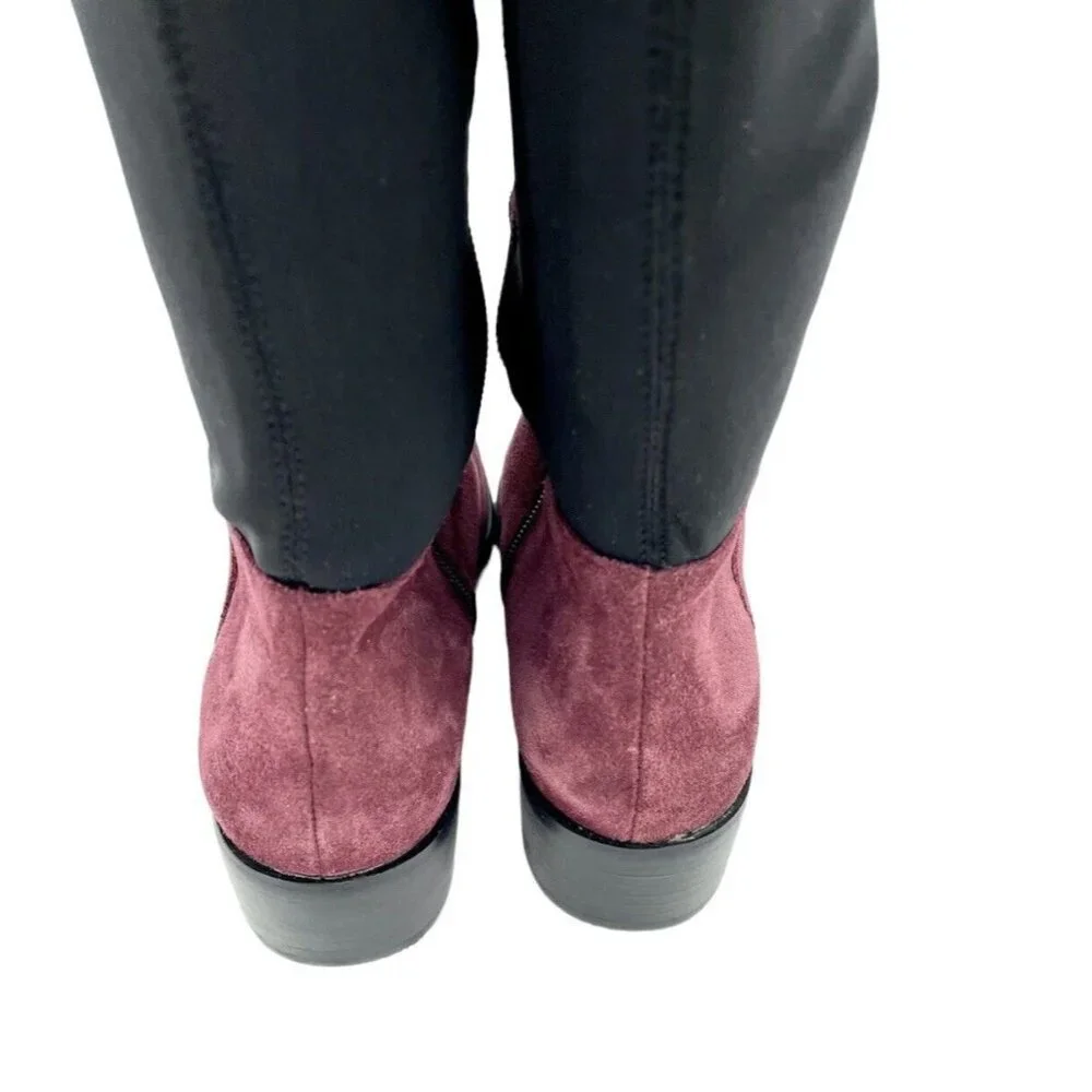 Charles David Giza Burgundy Suede Leather Over-The-Knee Boots SZ 5 New