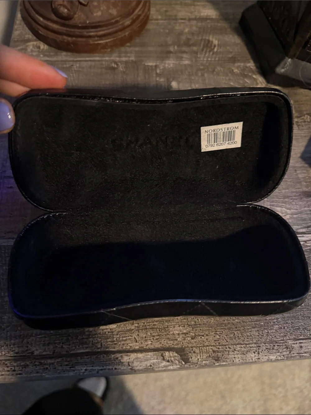 CHANEL Black Quilted Sunglasses Case with Silver CC Logo