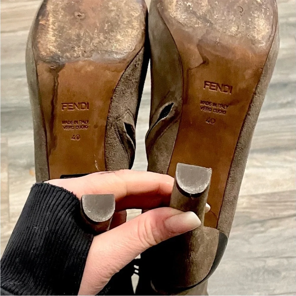 Fendi – Over-the-Knee Suede Boots – Brown – Size 40 (US 9.5)