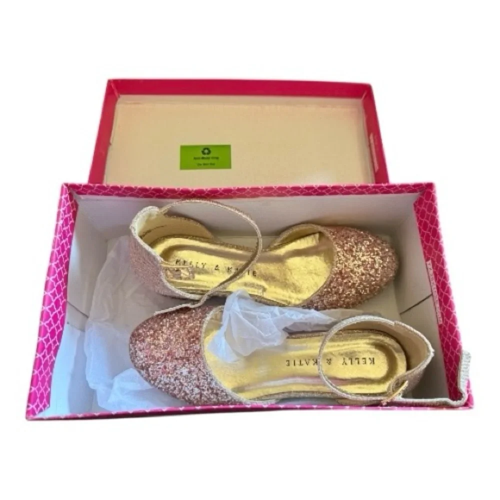Kelly & Katie Felicity Gold Glitter Dress Shoes Girls Size 1 NIB
