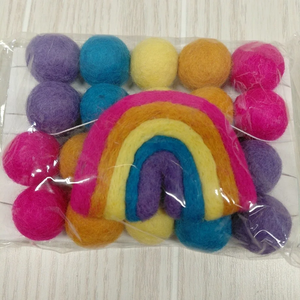 Felt Ball Garland Pom‎ Pom Party Home Table Decor 6 Ft Rainbow Colorful Baby