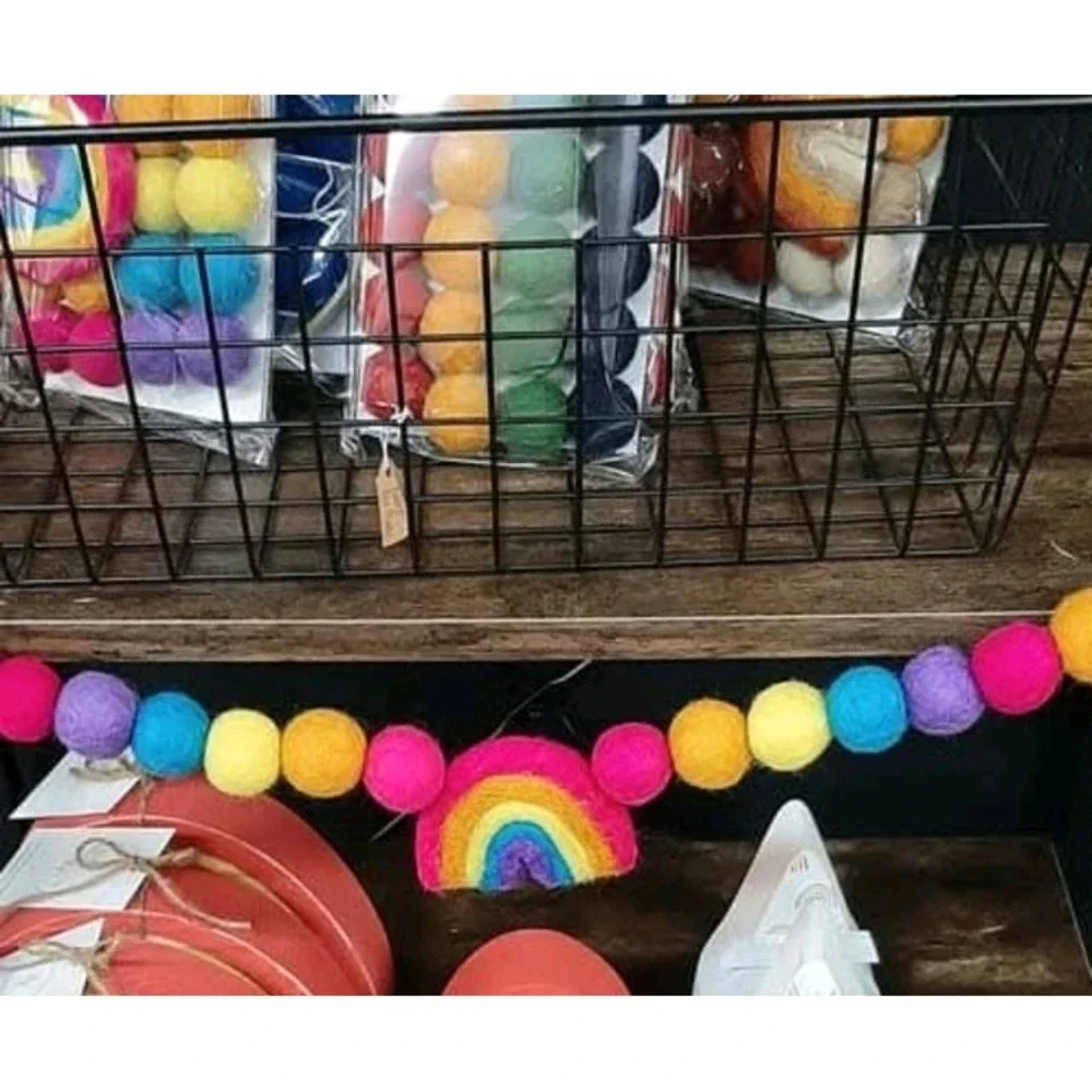 Felt Ball Garland Pom‎ Pom Party Home Table Decor 6 Ft Rainbow Colorful Baby
