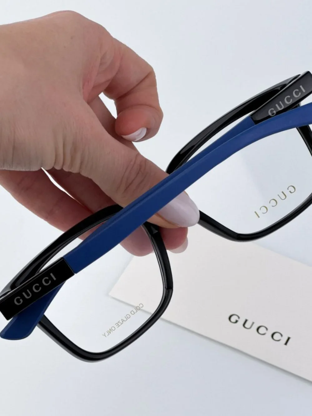 GUCCI GG1738O 004 BLACK BLUE SQUARE EYEGLASSES
