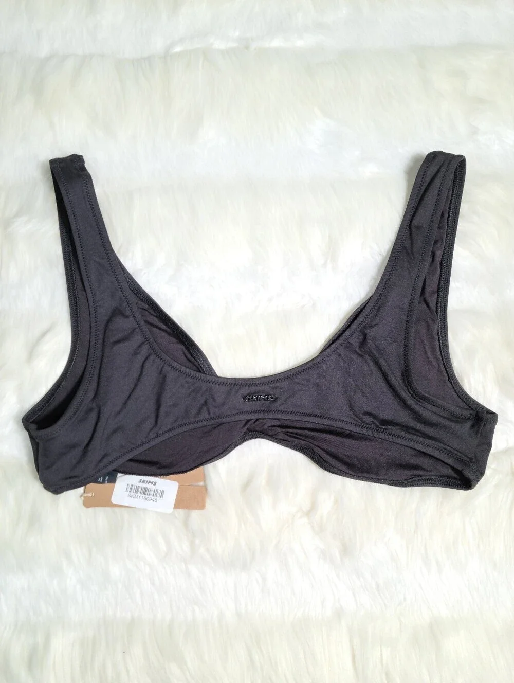 SKIMS Signature Swim Plunge Triangle Top Black Onyx Women XL NEW