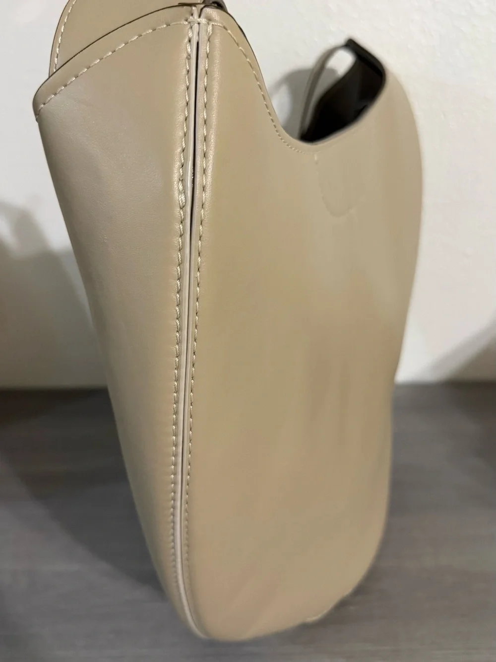 cult gaia Taupe-Cream Leather Hobo Shoulder Bag