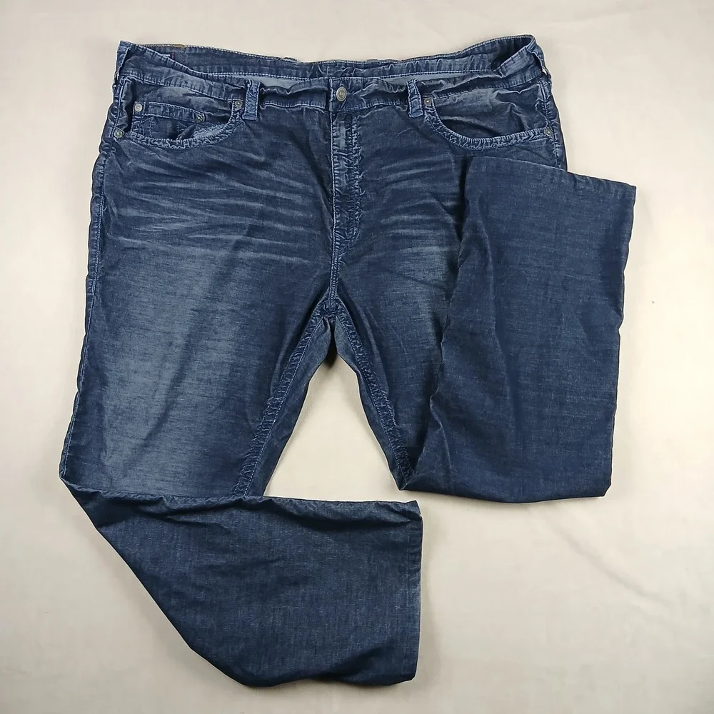 True Religion Ricky 50x31 Mens Pants Stretch Corduroy Navy Blue