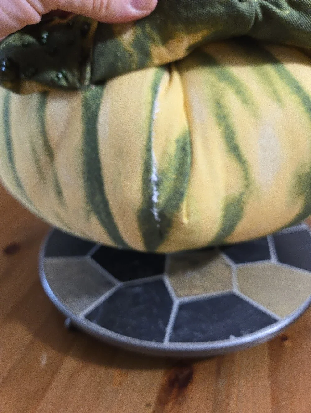 John Derian Beaded Squash Throw Pillow Green/Yellow Fall Thanksgiving Decor