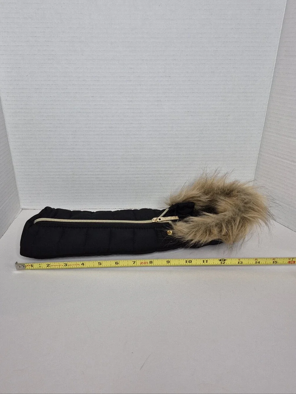 Black Faux Fur Trim Bottle Jacket with Gold Zipper IceWare