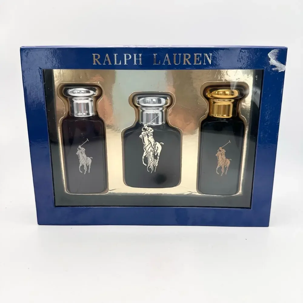 Ralph Lauren Polo 3 Men Fragrance Black Blue Green Box Gift Set Travel New